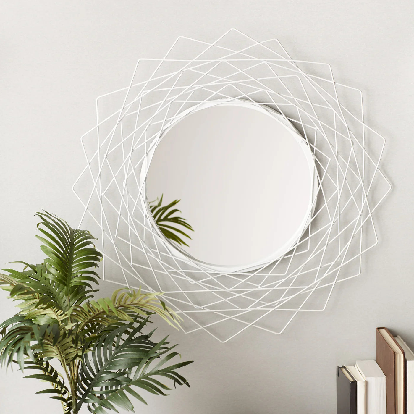 Geometric White Wall Mirror