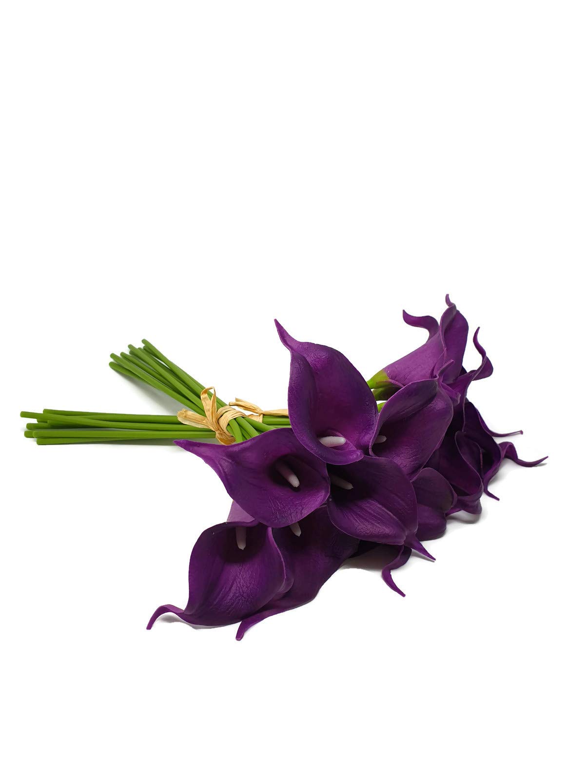 Meide Group USA 14" Real Touch Latex Calla Lily Bunch Artificial Spring Flowers for Home Decor, Wedding Bouquets, and centerpieces (18 PCS) (Purple)