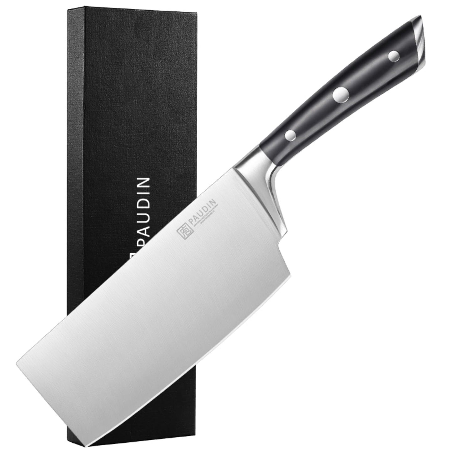 PAUDIN Cleaver Knife, Switzer Chinese Chef Knife 7 Inch, High Carbon Stainless Steel Butcher Knife with ABS Handle, Kitchen Knife for Meat Cutting Vegetable Slicing