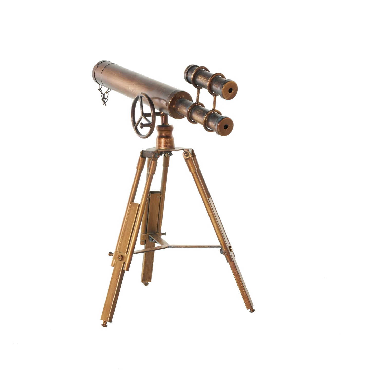 Deco 79 Metal Telescope, 17" x 11" x 18", Brass