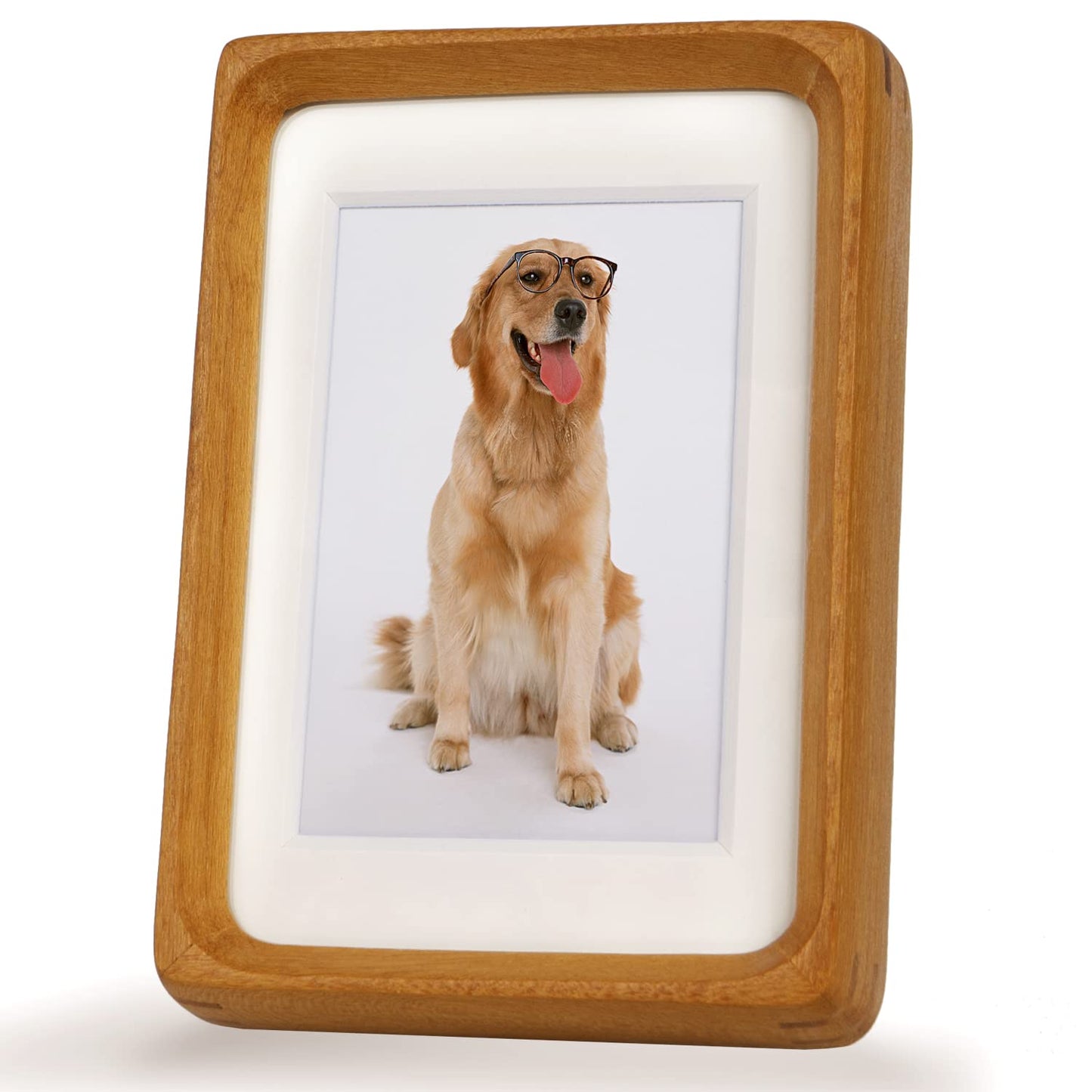 Hans Picture Frame,Made of Solid Wood Photo Frame for Wall Mounting or Tabletop Diaplay(Teak,6"x8" matted to 5"x7")