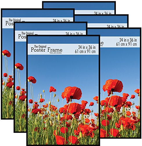 MCS Original Poster Frame 24x36 Black Lightweight Vertical & Horizontal Wall Hanging Large Picture Frame for Posters, Art Prints & Gallery Wall (6-Pack)