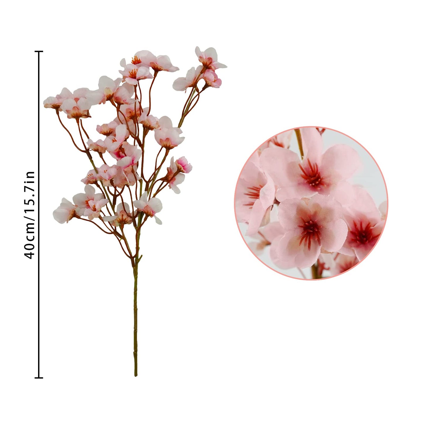 Uieke 4Pcs Artificial Cherry Blossom Flower, Silk Peach Flowers Fake Plants Arrangement for DIY Garden Home Wedding Party Decor Pink