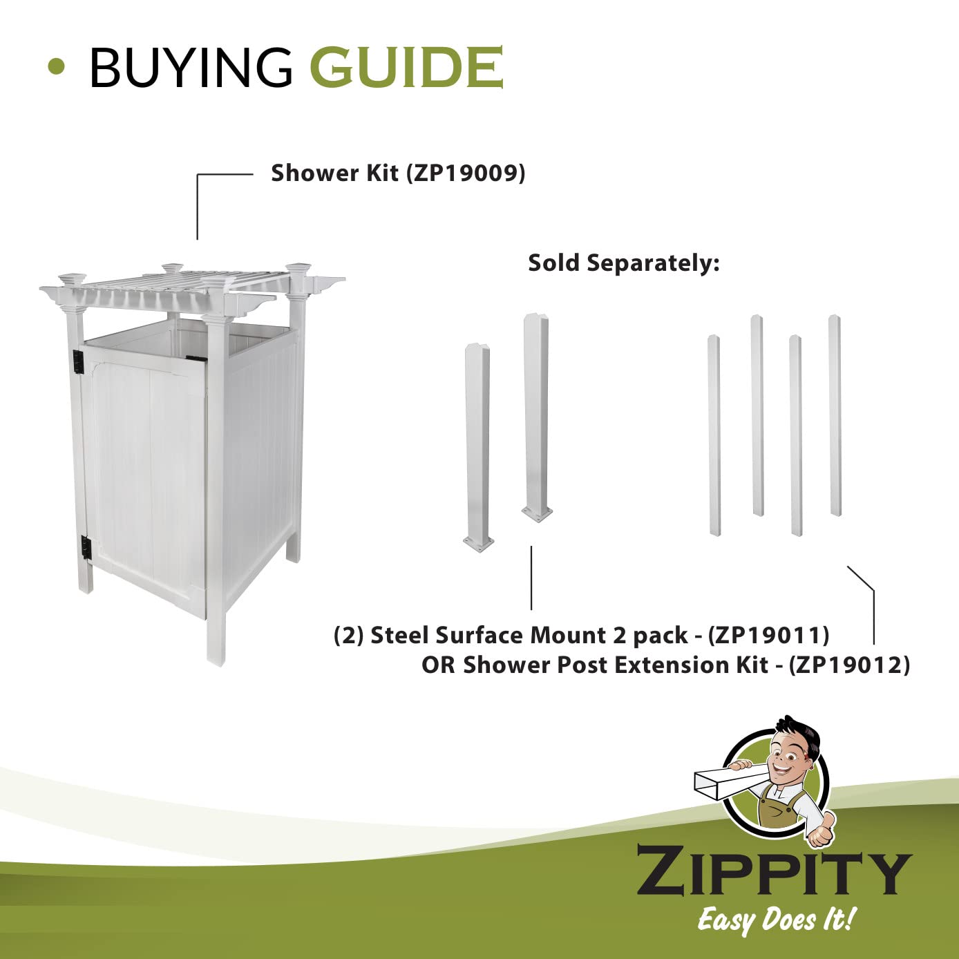 Zippity Outdoor Products ZP19009 Hampton Outdoor Shower Enclosure, White, 36" x 36"