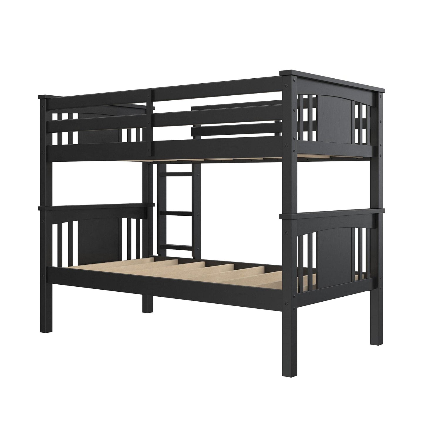 DHP Dylan Twin Over Twin Bunk Bed, Espresso, Sturdy Wood Construction, Converts to 2 Twin Beds, Guard Rails, Step Ladder