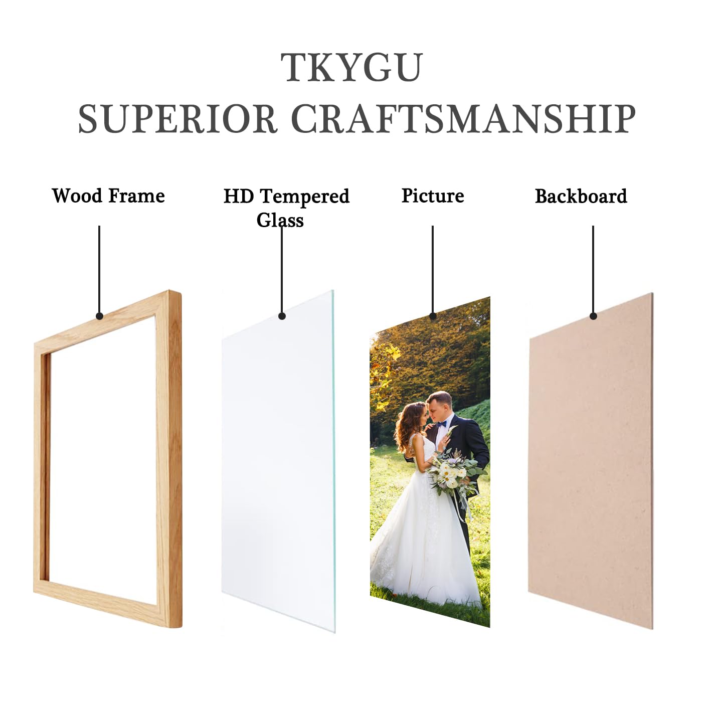 TKYGU 8x10 Picture Frame Woodgrain Set of 3,Real Glass for Rustic Natural 8x10in Poster Frames- Art Frame,Wall Hanging-Tabletop Display Gallery Family Wedding Memorial Pic Frame Best Gift