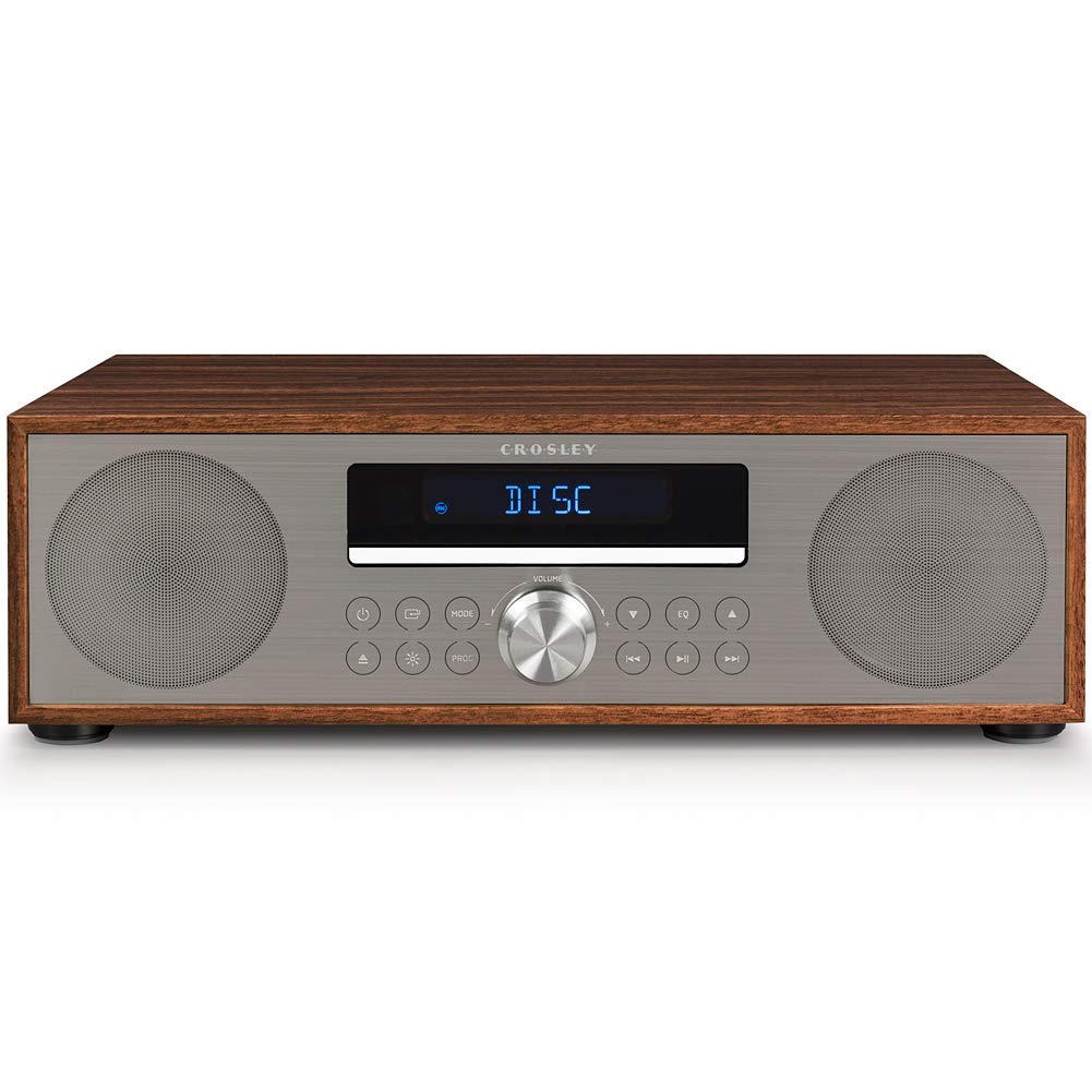 Crosley CR3501A-WA Fleetwood Bluetooth FM Clock Radio and CD Player, Walnut