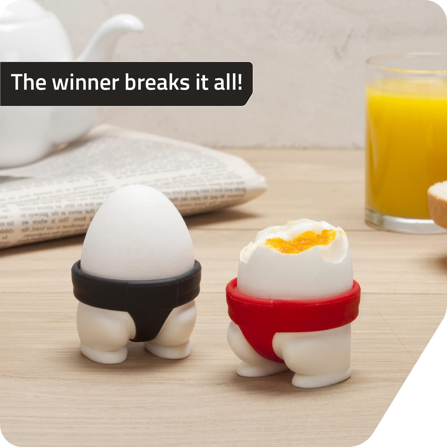 Sumo Eggs - Soft or Hard Boiled Egg Cup Holders (Set of 2) Sumo Design - Utensil Kitchen Decor by Peleg Design