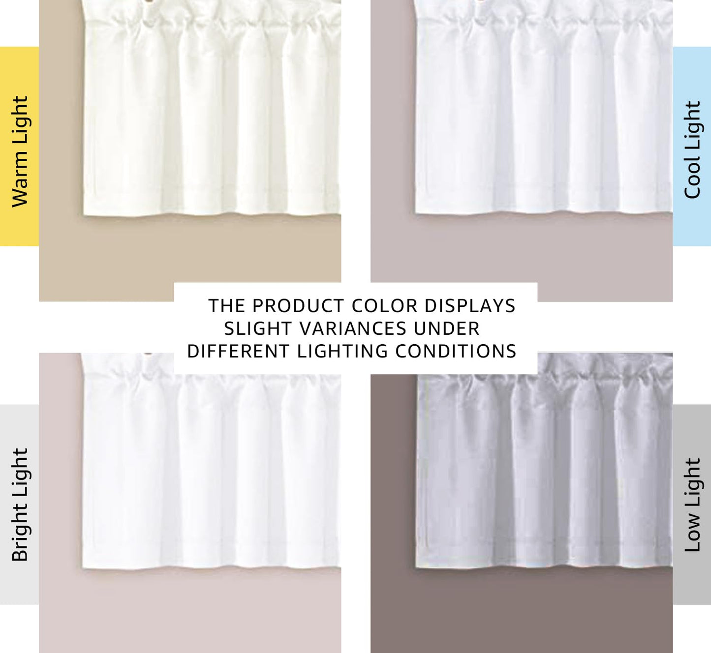 H.VERSAILTEX 2 Panels Blackout Curtain Valances for Kitchen Windows/Bathroom/Living Room/Bedroom Privacy Decorative Rod Pocket Short Window Valance Curtains, 52" W x 18" L, Pure White