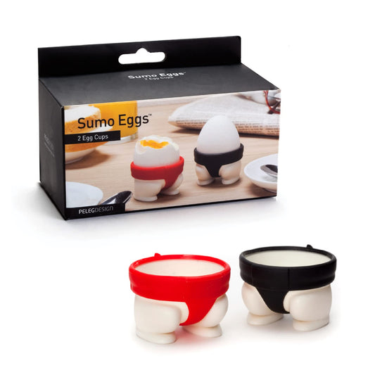 Sumo Eggs - Soft or Hard Boiled Egg Cup Holders (Set of 2) Sumo Design - Utensil Kitchen Decor by Peleg Design