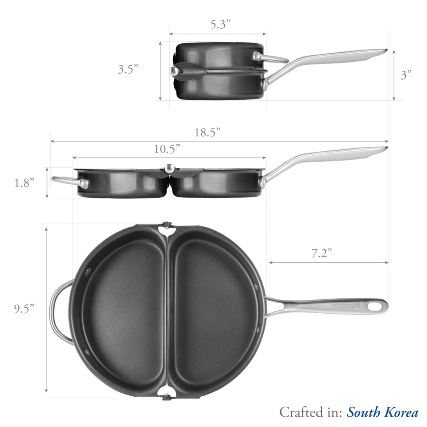 TECHEF - Frittata and Omelette Pan, Double Sided Folding Egg Pan, Made in Korea (PFOA Free) (Black)