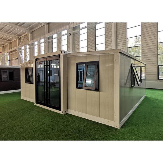 Portable Prefabricated Tiny Home 19x20ft, Mobile Expandable Prefab House for Hotel, Booth, Office, Guard House, Shop, Workshop with Restroom