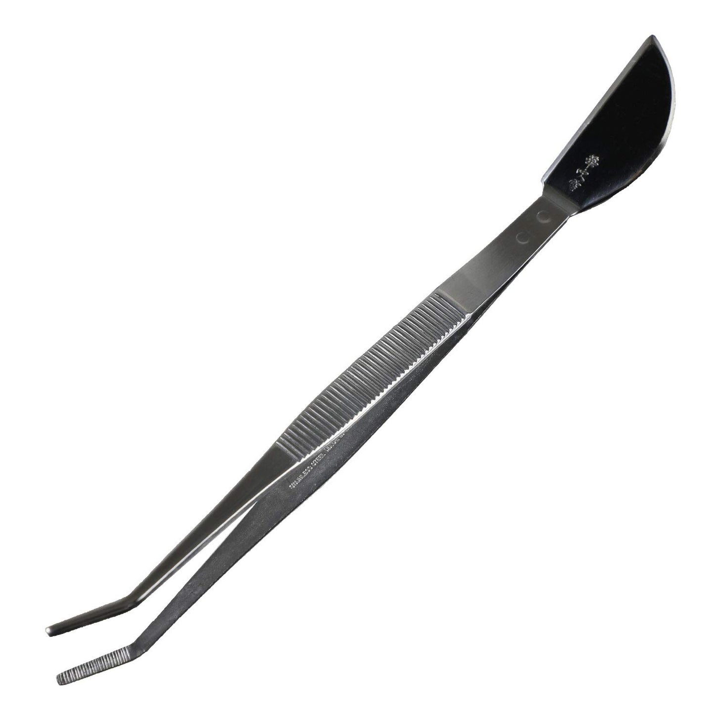 Wazakura Bonsai Curved Tip Tweezer with Spatula MADE IN JAPAN 8-1/4in(210mm) Stainless Steel