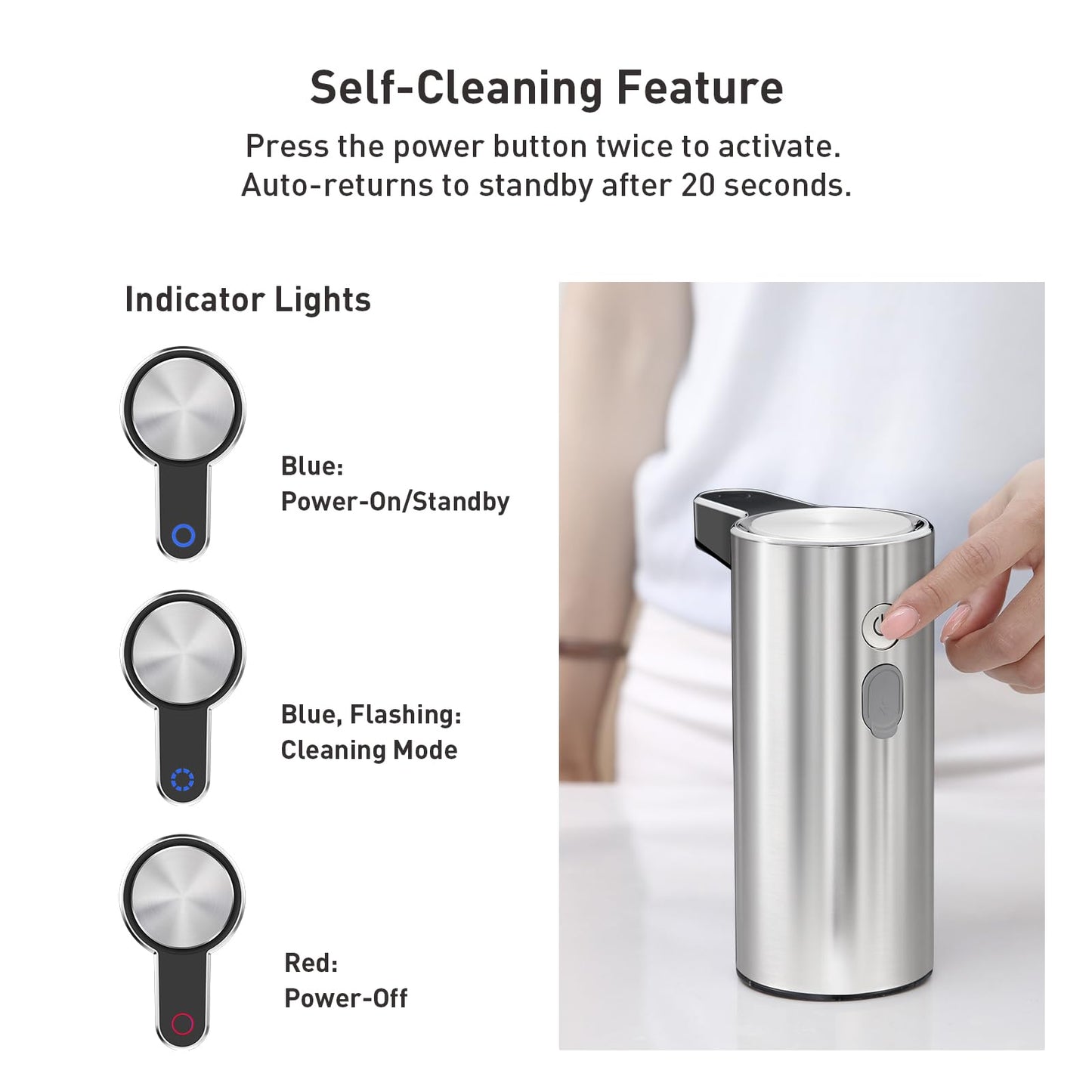 EKO Aroma Touchless Automatic Soap Dispenser for Kitchen and Bathroom, Liquid Hand Soap Dispenser, Water-Resistant and Rechargeable, 9 fl oz (Stainless)