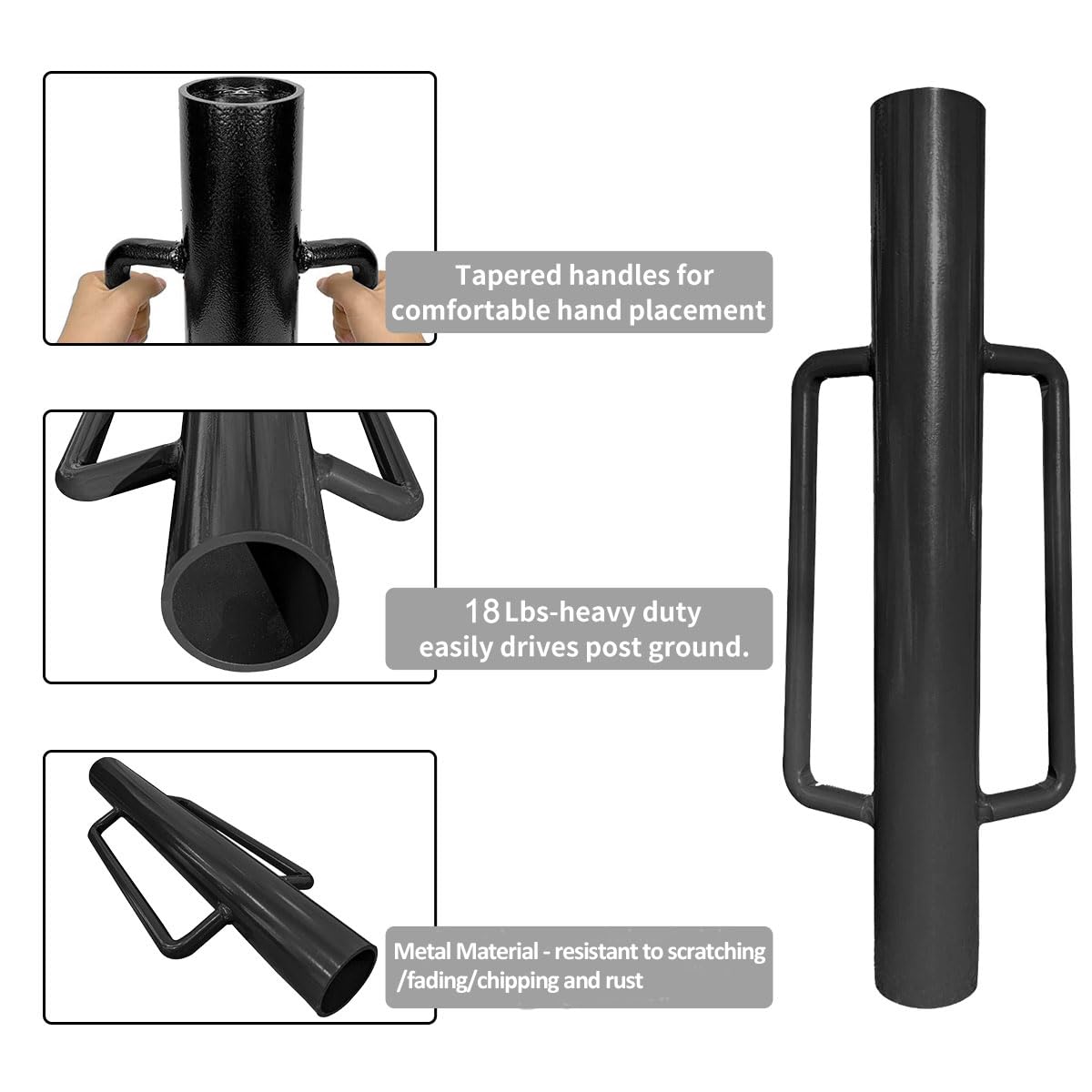 shsyue T Post Driver Metal Fence Post Hole Digger,18lb Heavy Duty Post Pounder with Handle Post Rammer for Installing Fences or Wooden Post