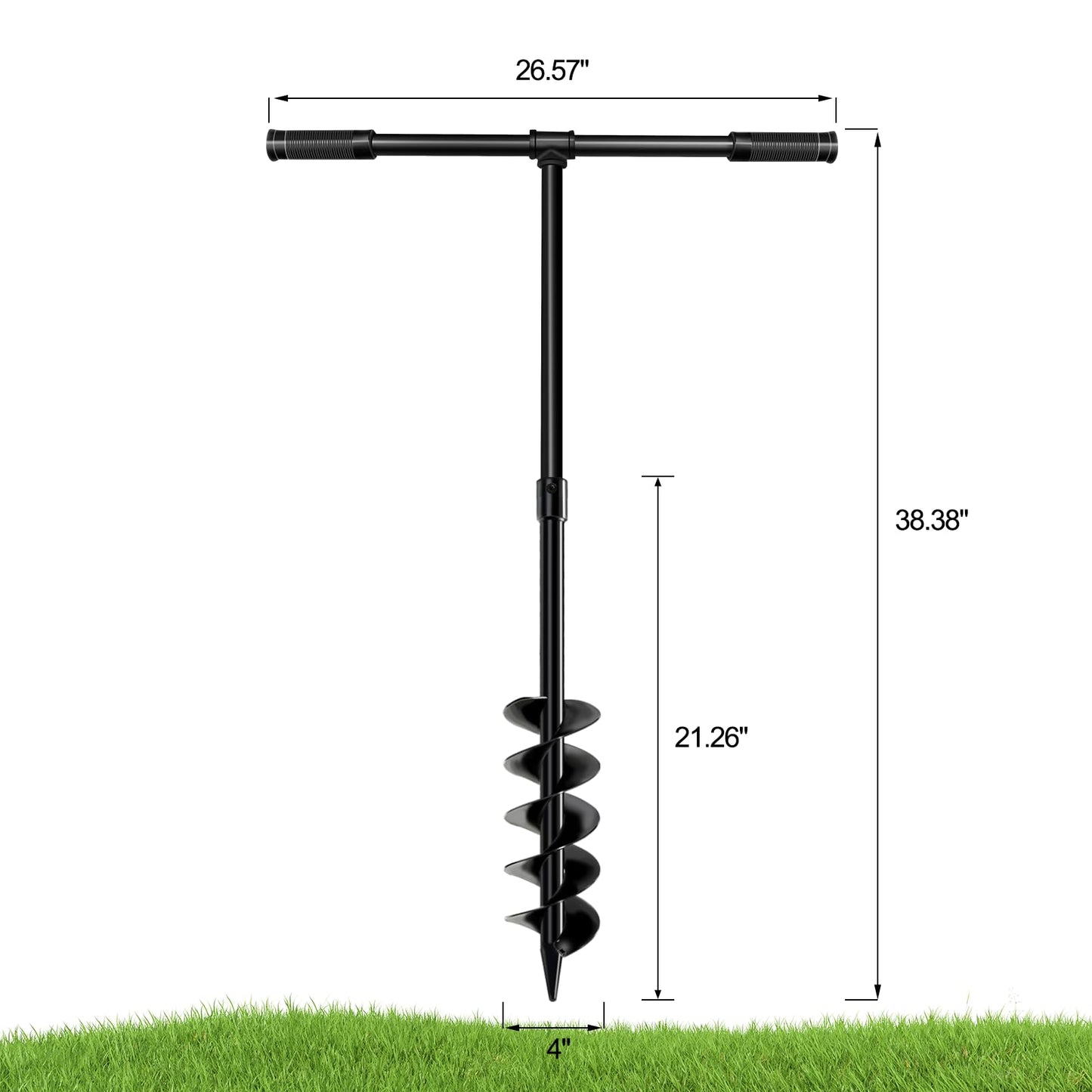 LONGRUNNEW 4" x 38" Spiral Planter Hand Auger - Heavy-Duty Manual Post Hole Digger for Gardens, Fences, Landscaping - Planting Bulbs, Trees, Flowers Garden Hole Digger Tool