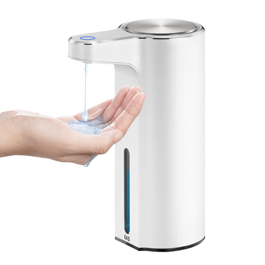 EKO Aroma Touchless Automatic Soap Dispenser for Bathroom and Kitchen, Liquid Hand Soap Dispenser, Water-Resistant and Rechargeable, 9 fl oz (White)