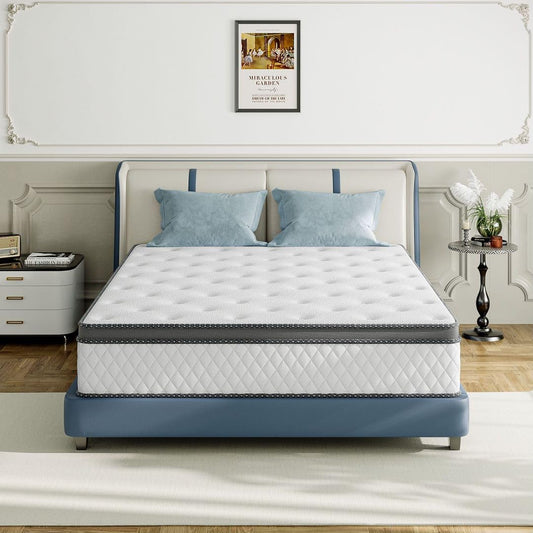 Full Mattress, 12 Inch Medium Firm Hybrid Mattress with Bamboo Charcoal Gel Memory Foam and Pocketed Springs, Full Size Mattress in a Box with Pressure Relief and Support, CertiPUR-US Certified