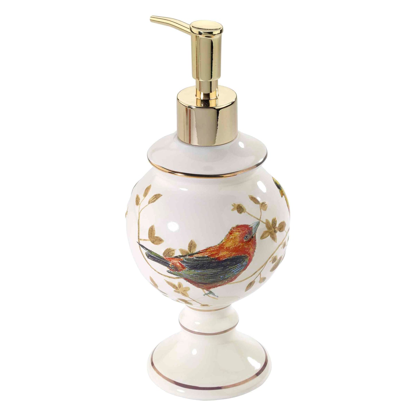 Avanti Linens - Lotion Pump/Soap Dispenser, Countertop Accessories, Nature Inspired Bathroom Decor (Gilded Birds Collection)