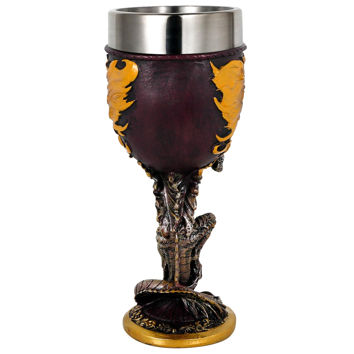 alikiki Medieval Flame Dragon Wine Goblet - Fantasy Dungeons and Dragons Wine Chalice Goblet- 7oz Stainless Steel Cup Drinking Vessel - Ideal Novelty Gothic Father Day Gift Party Idea