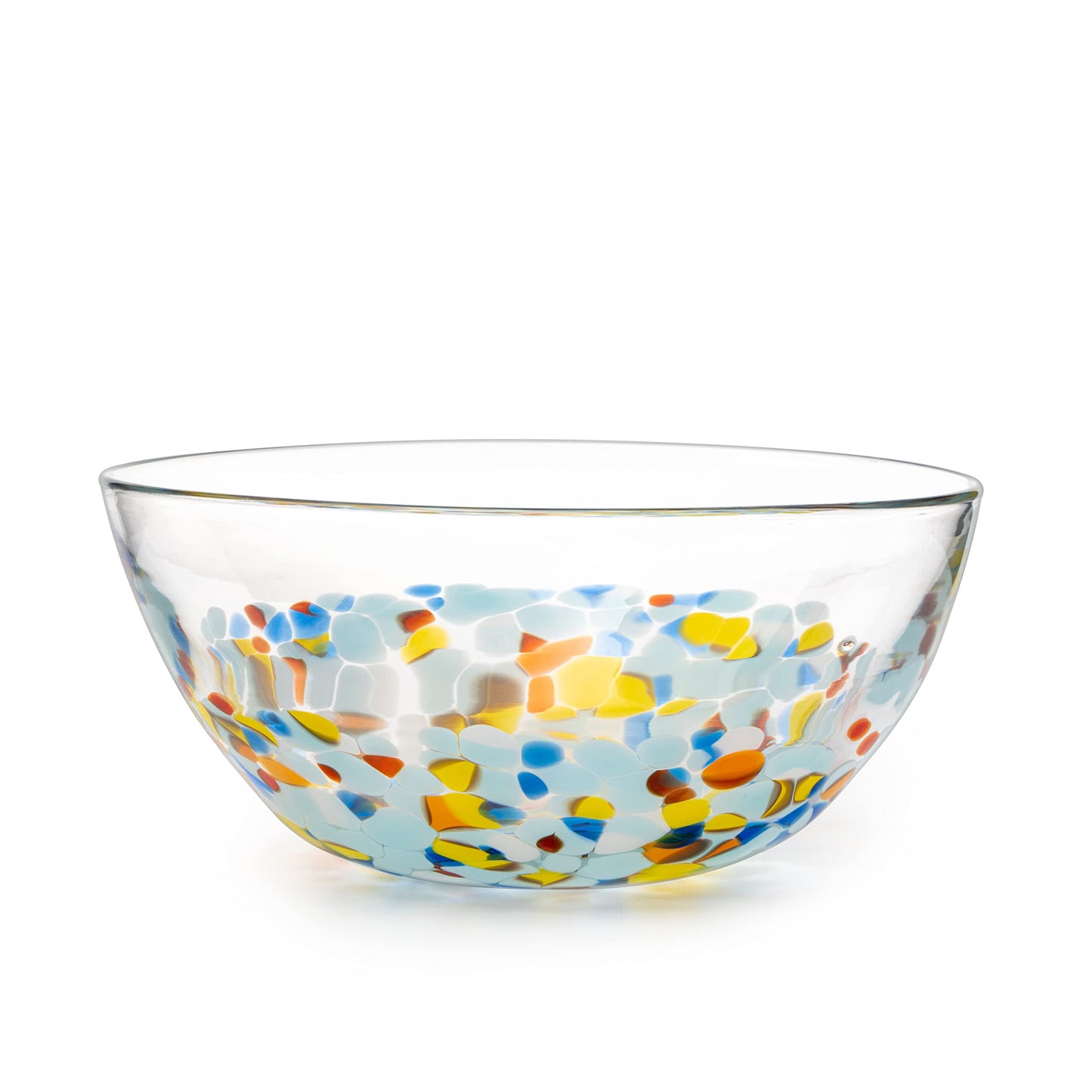 GUTE Glass Gallon Punch Bowl - Party Serveware for Cocktails, Functional Centerpiece, Mexican Design Confetti Bowls, Artisan Crafted Large, 4.1"x9.75", Dishwasher Safe, Ladel Not Included