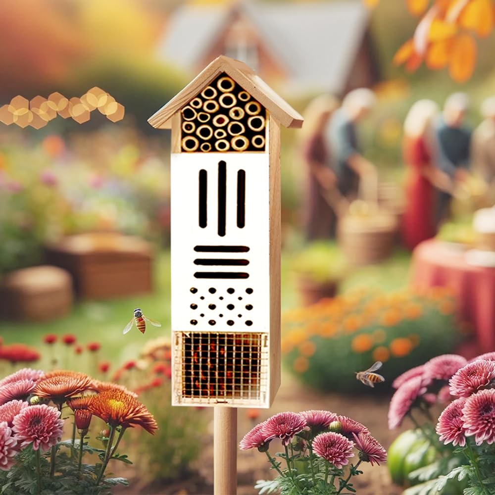 Wooden Insect House, Insect Hotel for Bugs, Bees, Butterflys, Ladybirds, Natural Beneficial Insect Habitat for Garden and Yard