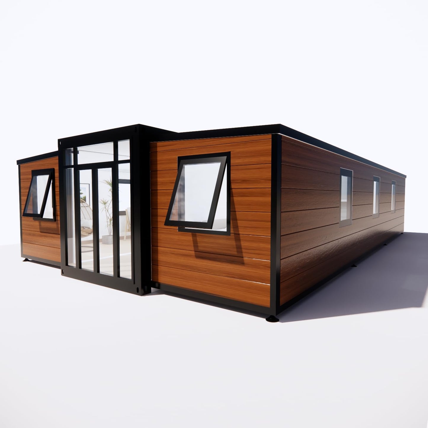 Feekercn 40FT Tiny House to Live in,Portable Prefab House with 3 Bedroom,1 Full Equiped Bathroom and Kitchen,Prefabricated Container House for Adults Living,Foldable Mobile Home with Steel Frame