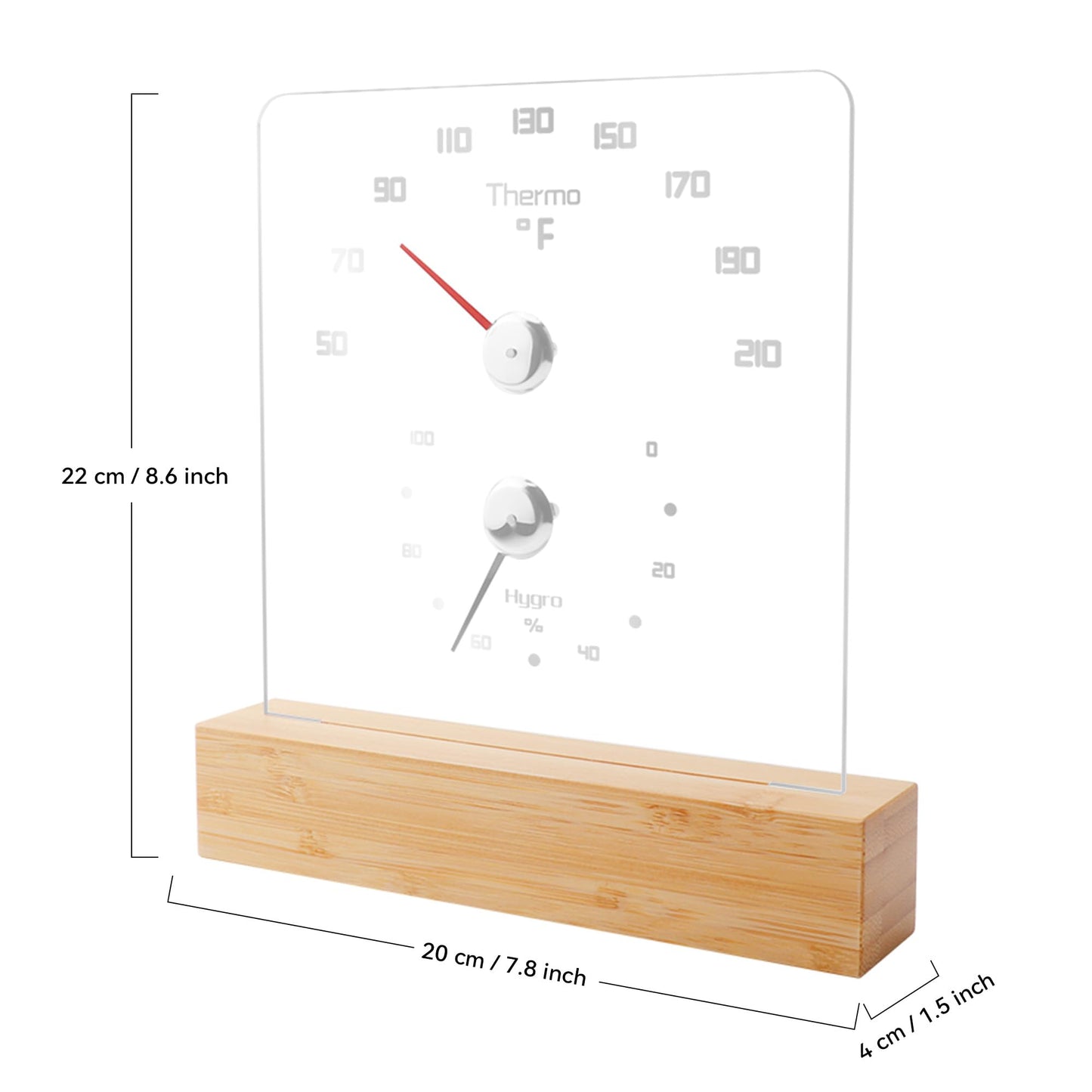 Yofidra Sauna Thermometer 2 in 1 Fahrenheit Thermometer Hygrometer with LED Light Sauna Accessories for Sauna Room Hotel