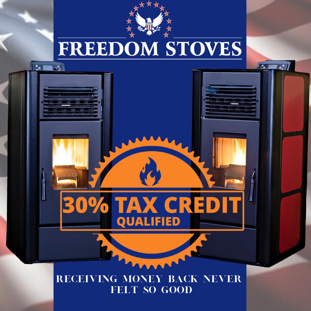 Freedom Stoves Freestanding Independence PS21 Pellet Stove with Battery Backup, Wi-Fi Capability - 5 Year Warranty - Includes Batteries & Straight Out Vent Kit