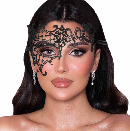 Bounzhi Sexy Masquerade Mask Venetian Lace Mask Fashion Party Eyemask Halloween Mask Ball Costume Accessory for Women (A)