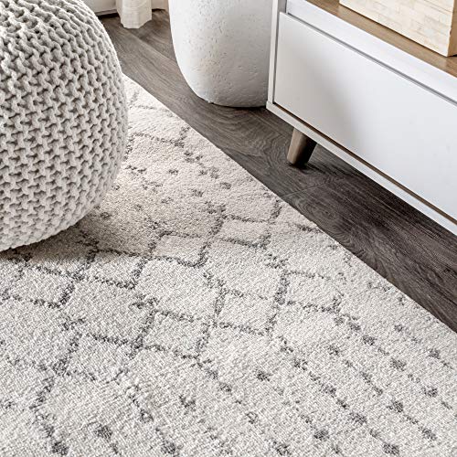 JONATHAN Y MOH101B-8 Moroccan Hype Boho Vintage Diamond 8 ft. x 10 ft. Area-Rug, Bohemian, Southwestern, Casual, Transitional, Pet Friendly, Non Shedding, Stain Resistant, Easy-Cleaning, Cream/Gray