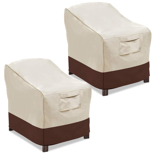 Vailge Patio Chair Covers, Lounge Deep Seat Cover, Heavy Duty and Waterproof Outdoor Lawn Patio Furniture Covers (2 Pack - Large, Beige & Brown)