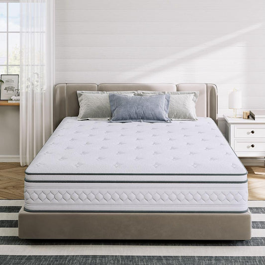 TXO Full Size Mattress, 12 Inch Medium Firm Hybrid Mattress with Pocketed Springs and Gel Memory Foam, Sufficient& Even Support, Enhanced Edge Support, Motion Isolation, Full Mattress in a Box
