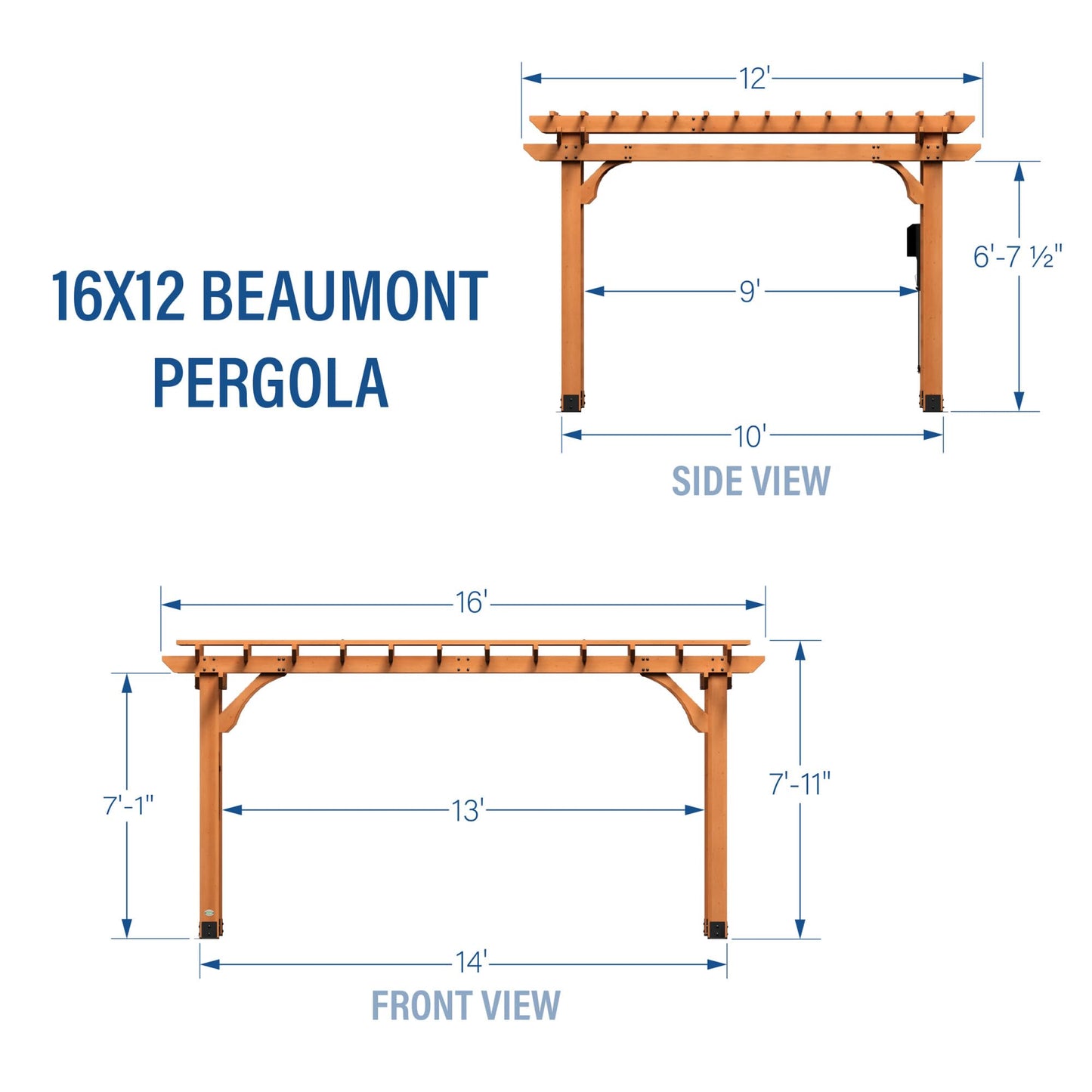 Backyard Discovery Beaumont 16 ft. x 12 ft. All Cedar Wooden Pergola Kit for Backyard, Deck, Garden, Patio, Outdoor Entertaining | Wind Rated at 100 MPH Light Brown