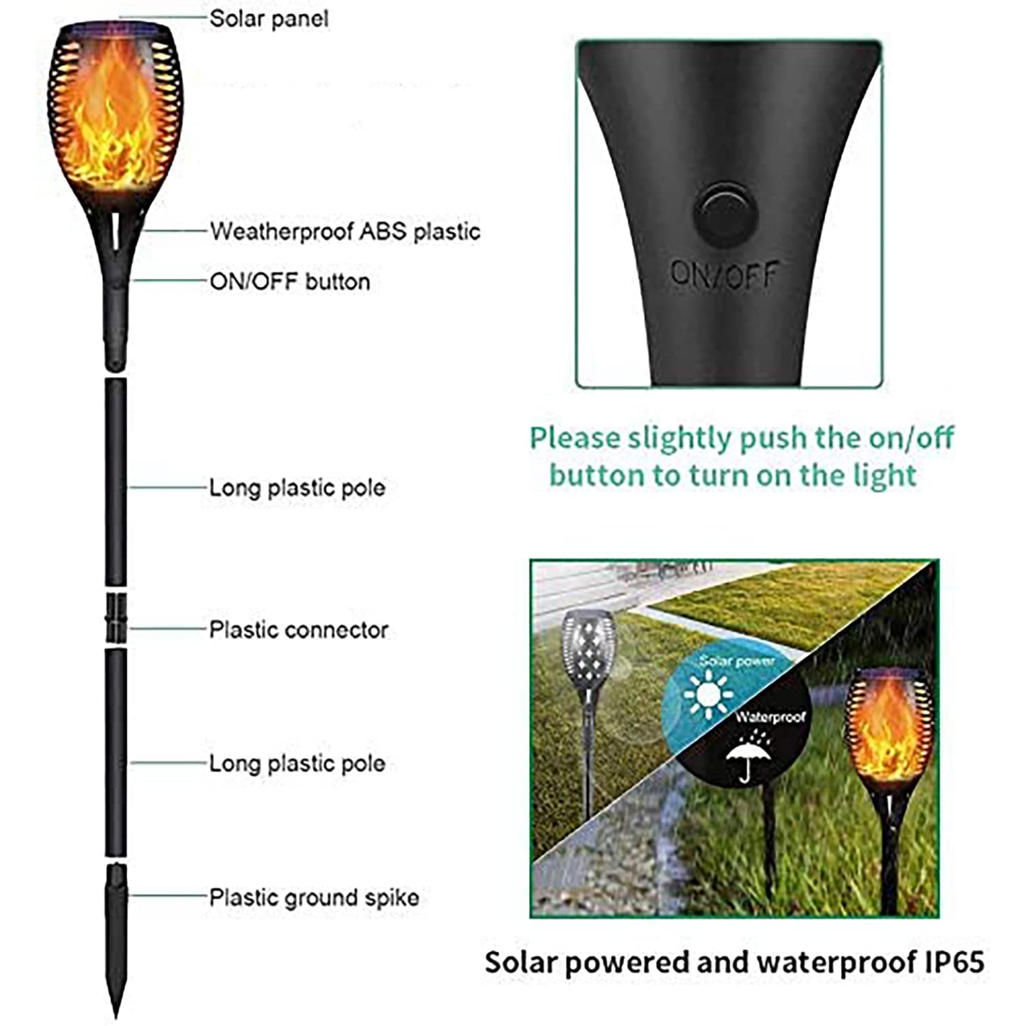 YoungPower Landscape Solar Torch Lights, Waterproof Flickering Flames Torches Lights Outdoor Flame Lights Decoration Lighting Dusk to Dawn Auto On/Off Security Light for Deck Yard Driveway, 2P