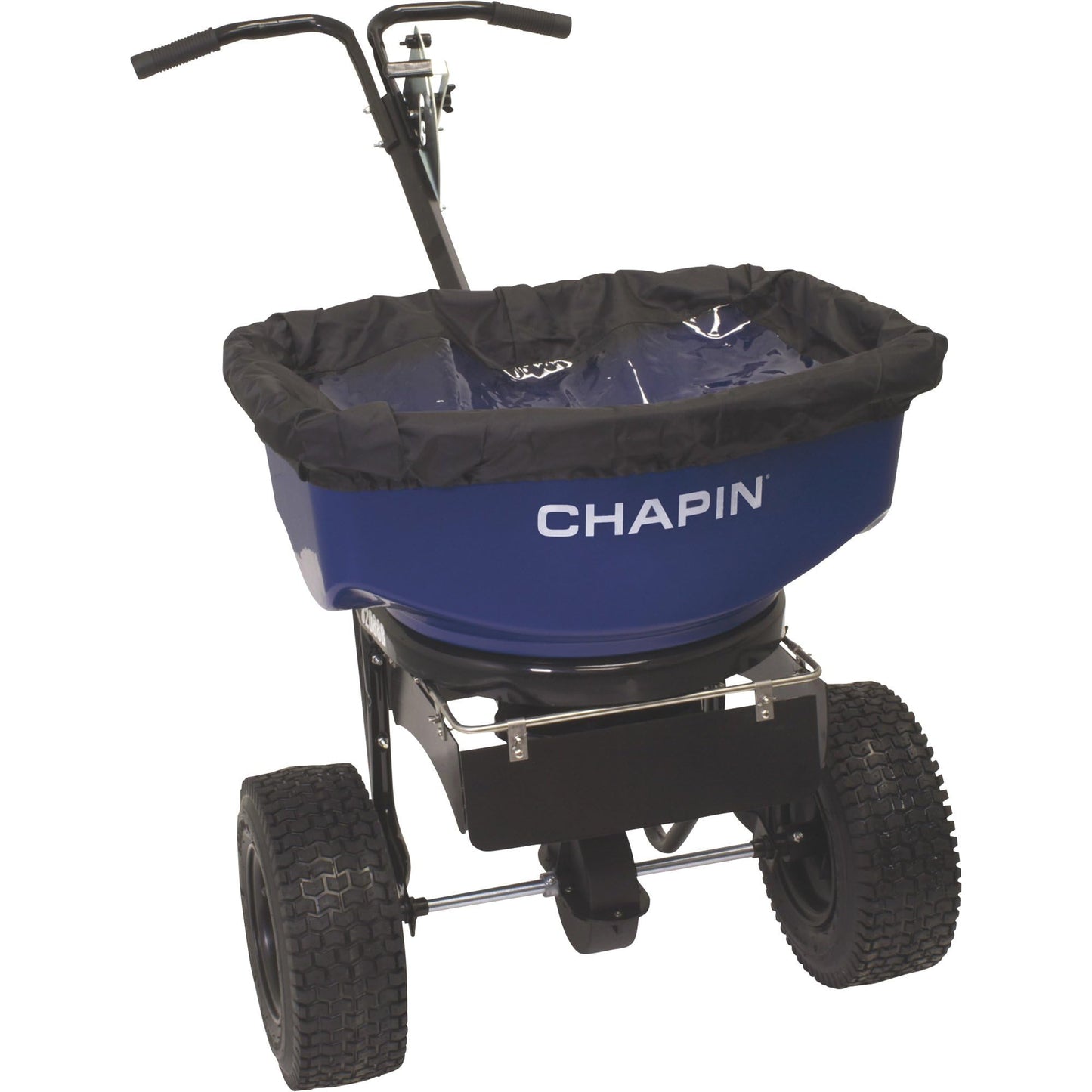 Chapin 82088 82088B 80-Pound Made in USA Commercial Sure Spread Ice Melt Walk Behind Spreader with 360-degree Baffles, Enclosed Gear System and includes Cover and Salt Grate, Blue