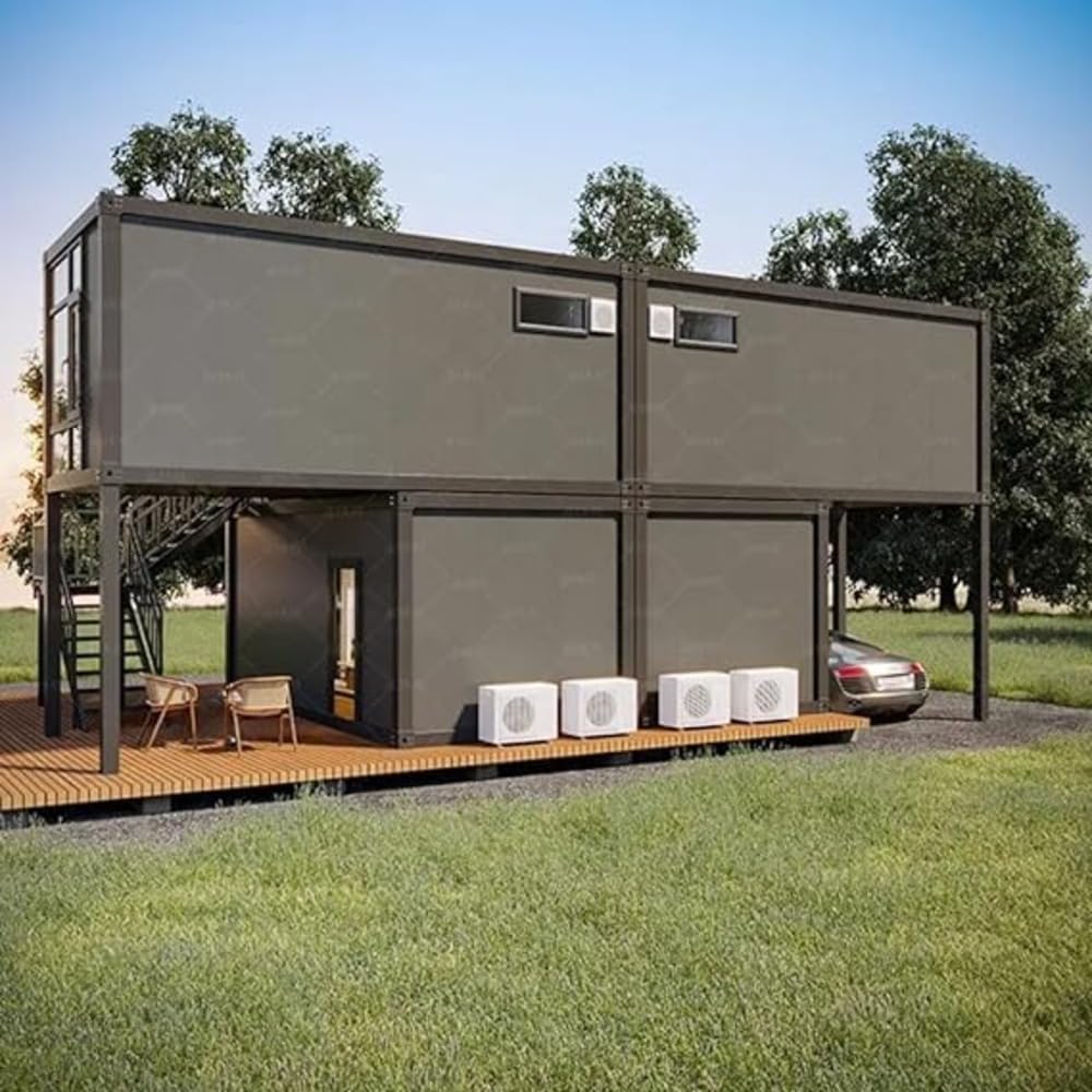 Luxurious 40ft Galvanized Container Mobile House Villa - Customizable 2-3 Bedrooms, Expandable Prefab with Insulation, Shower, Electrical, Plumbing, and Carport Space