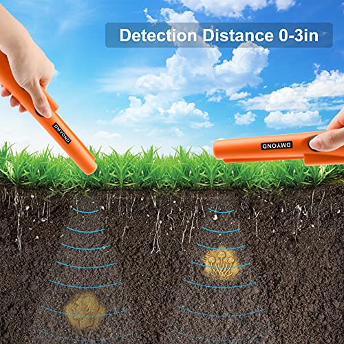 Dmyond Metal Detector Pinpointer, Professional Waterproof Handheld Pin Pointer Wand, Search Treasure Pinpointing Finder Probe with 9V Battery for Adults, Kids - Orange
