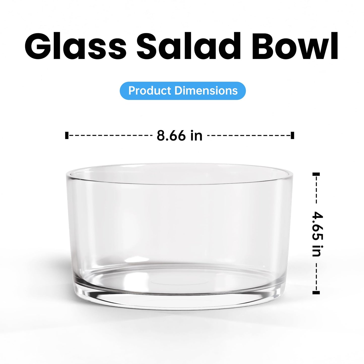 KITEISCAT Glass Salad Bowl - Versatile 118oz Trifle and Fruit Bowl - Elegant & Long-Lasting for Serving Salads, Dessert