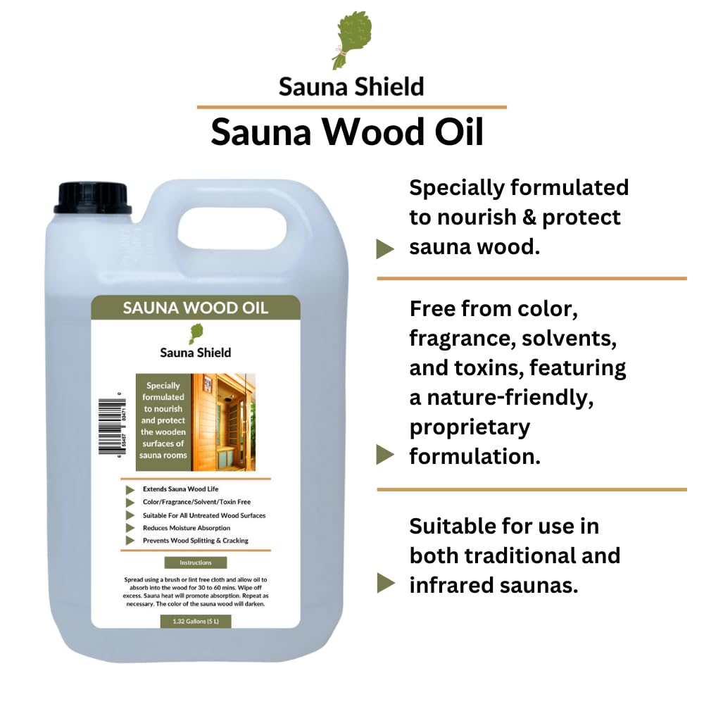 Sauna Shield Sauna Wood Oil (1.32 Gallons) - Protects & Nourishes Sauna Wood