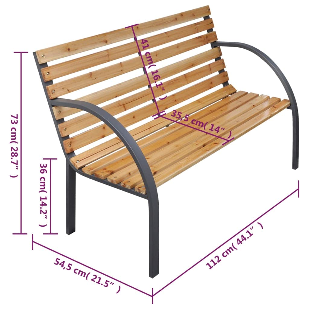 MINERWALL Patio Bench 44.1" Solid Wood Fir,Sturdy Fir Wood Outdoor Bench for Relaxing in Garden or Patio Patio Benches, Outdoor Furniture, Outdoor Benches