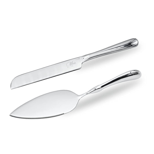 Muncie Household Cake Knife And Cake Server Set - Stylish, Classic, Sturdy - Fit For All Occasions - Wedding, Birthday, Everyday Use - Stainless Steel With Ergonomic Handle