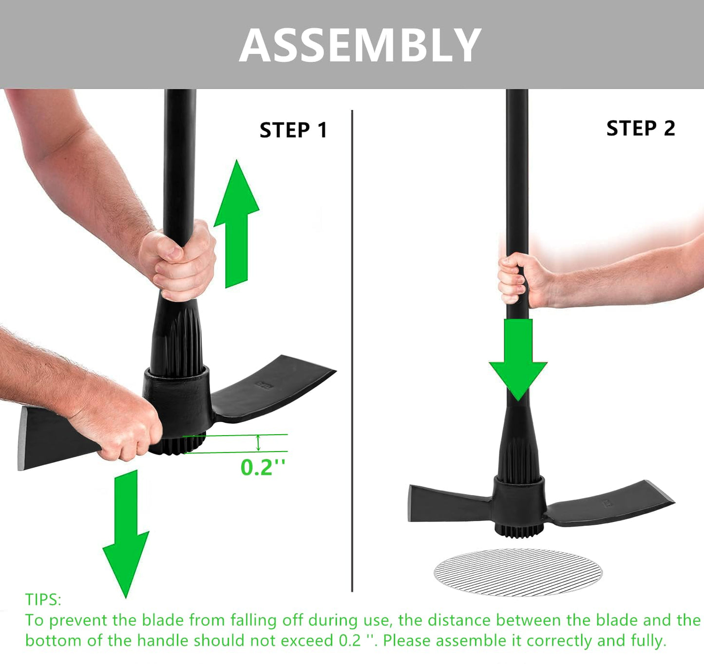 Garden Pick Cutter Mattock, 36" Heavy Duty Pick Axe with Forged Heat Treated Steel Blades Hoe for Weeding, Prying and Chopping, Digging Tool with Fiberglass Handle (5LB-with 36" Fiberglass Handle)