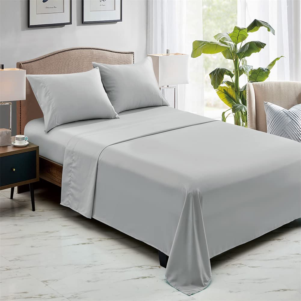 FreshCulture Queen Flat Sheets Only, Pack of 6, Soft Microfiber Bedding Sheets for Home, Salons, Hotels, Bulk Flat Sheets Only Queen Size (Light Grey)