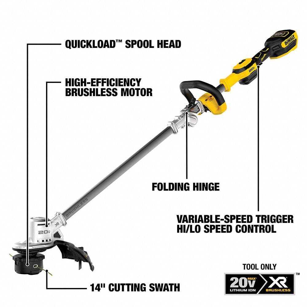 DEWALT 20V MAX* XR String Trimmer, 14-Inch, Tool Only (DCST922B)