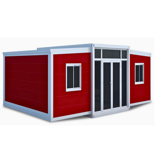 Portable Prefabricated House to Live in Tiny Home Mobile Expandable Prefab Foldable House for Hotel, Rent, S Guard, Hunting & Various Uses (30ft) (Red)
