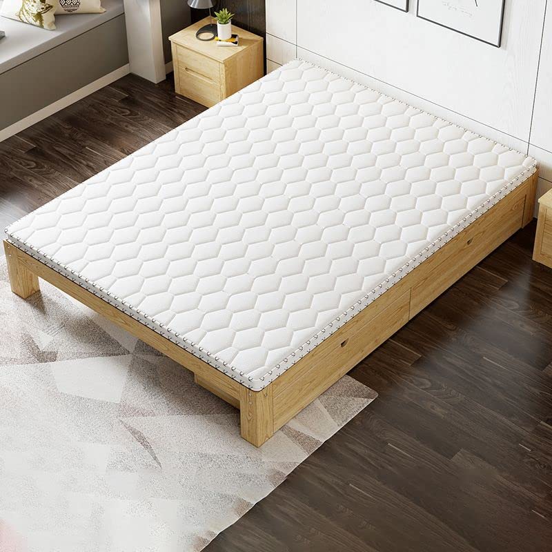 CraftThink Scandinavian Solid Wood Bed Frame, 12" Tall Storage Panel Bed in Natural for Bedroom Boys Girls- Single Bed Size: Full XL, 53" W x 81" L x 12" H