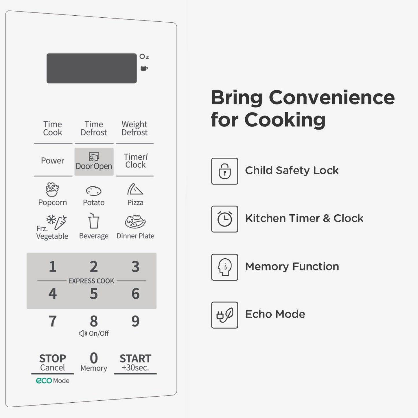 COMFEE' EM720CPL-PM Countertop Microwave Oven with Sound On/Off, ECO Mode and Easy One-Touch Buttons, 0.7 Cu Ft/700W, Pearl White