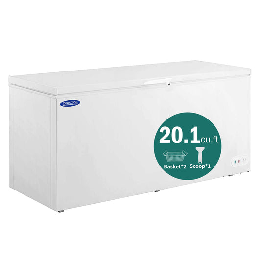 ORIKOOL Chest Freezer 20.1 Cu.ft Solid Top Commercial Deep Chest Freezers with Lockable Stay-Open Lid Painted for Back-of-House Bulk Storage