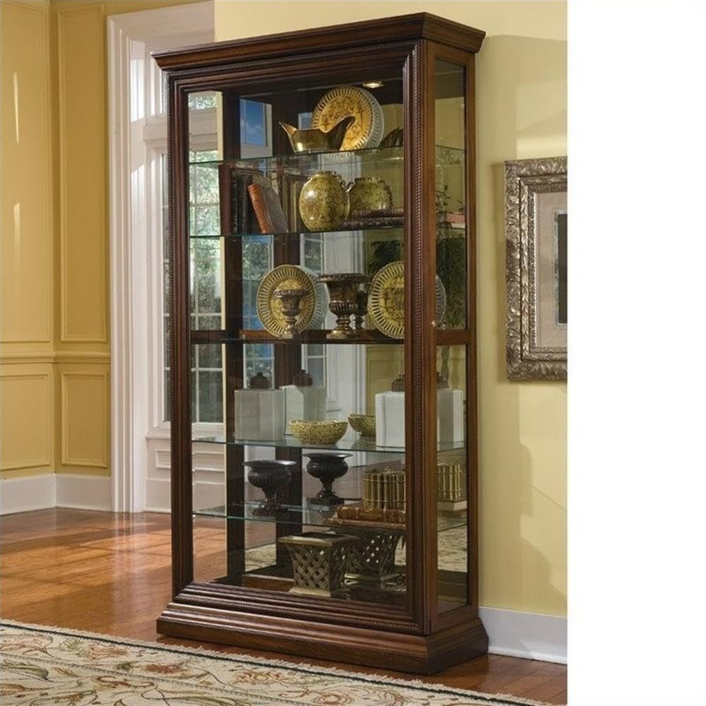 Pulaski Two Way Sliding Door Curio, 43 by 16 by 80-Inch, Brown